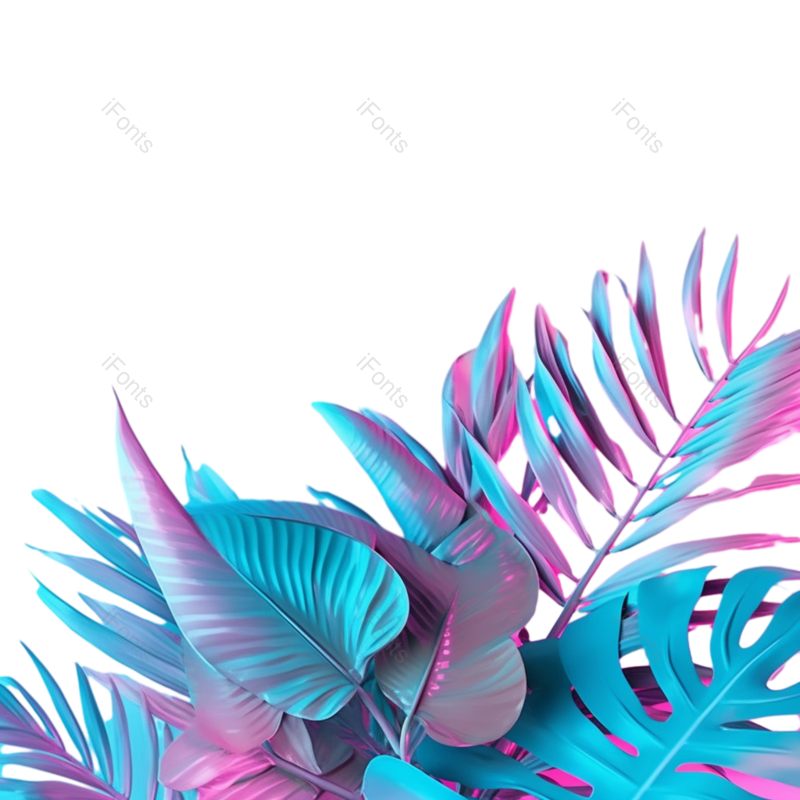 叶子图片,形状元素,摄影PNG,霓虹灯免抠素材
